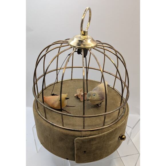 1950s Vintage Music Jewelry Box Automaton Singing Bird Cage Works; - Picture 2 of 6